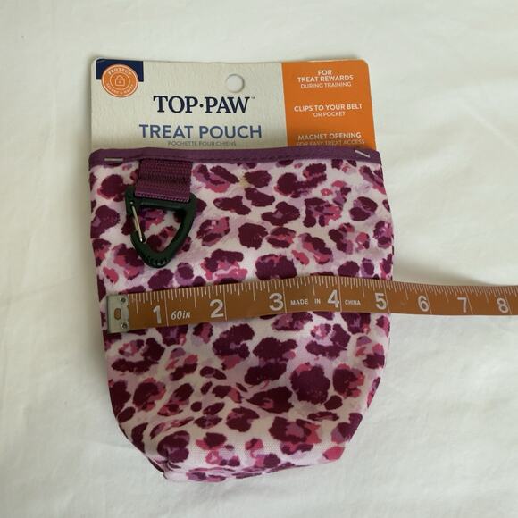 Top Paw Dog Treat Bag – Purple Leopard Print Training Pouch with Magnetic Clip - Picture 7 of 7
